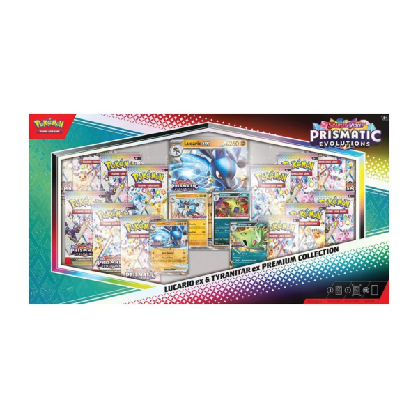 Pokemon Prismatic Evolution Lucario ex & Tyranitar ex Premium Collection — ouvert en live
